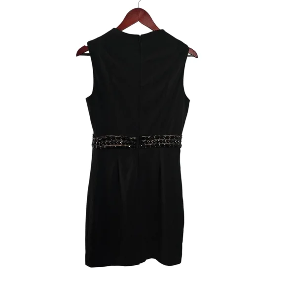 Donna Ricco Black Beaded Waist Sheath Dress Size 6 - Picture 7 of 12